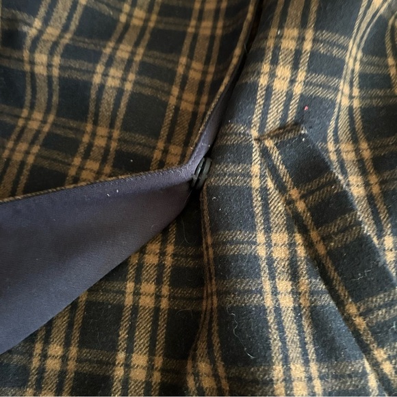 H&M Dark Brown Navy Plaid Wool Blend Coat Women’s 8 - Picture 9 of 10